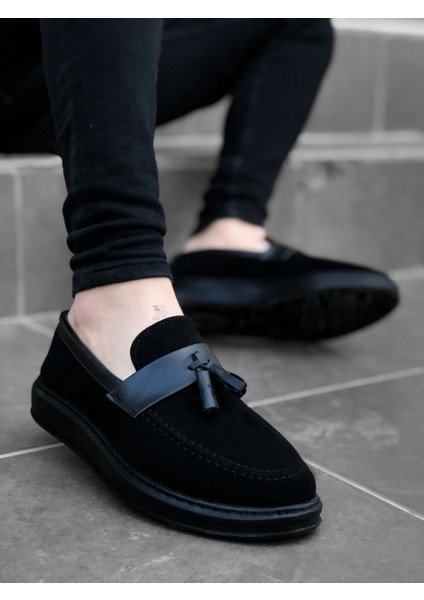 BA0005 Bağcıksız Yüksek Taban Siyah Kemerli Klasik Püsküllü Corcik Erkek Ayakkabı fırsatları