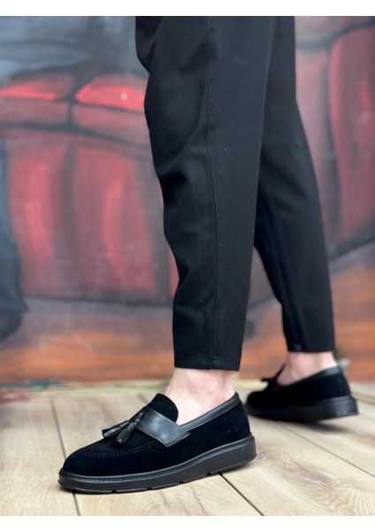 BA0005 Bağcıksız Yüksek Taban Siyah Kemerli Klasik Püsküllü Corcik Erkek Ayakkabı indirimleri