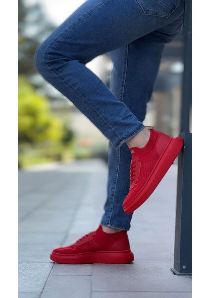 BA0812 Özel Örme Triko Tarz Kırmızı Renk Spor Ayakkabı modelleri