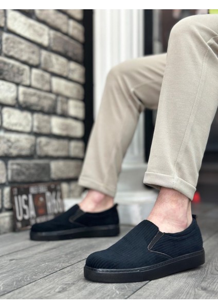 BA0339 Bağcıksız Kadife Siyah Siyah Taban Günlük Erkek Ayakkabı fiyatları