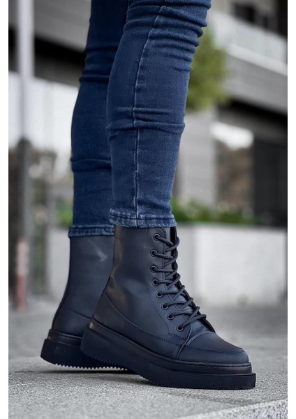 KB-0991 Kuback Siyah Cilt Siyah Yüksek Taban Bağcıklı Postal Bot fırsatları