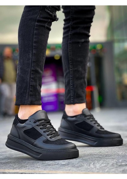Kb-X8 Kuback Siyah Cilt Siyah Süet Detaylı Siyah Yüksek Taban Günlük Spor Ayakkabı fiyatları