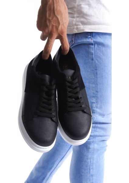 SLW151 Boost Bağcıklı Cilt Süet Erkek Günlük Sneaker Ayakkabı Csbt - Siyah