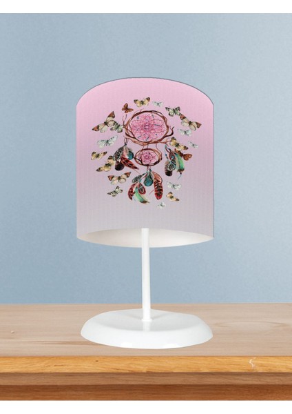 Bebek ve Çocuk Odası Kelebek Desenli Pembe Abajur