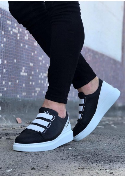 WG029 Siyah Beyaz Kalın Taban Casual Erkek Ayakkabı fiyatları