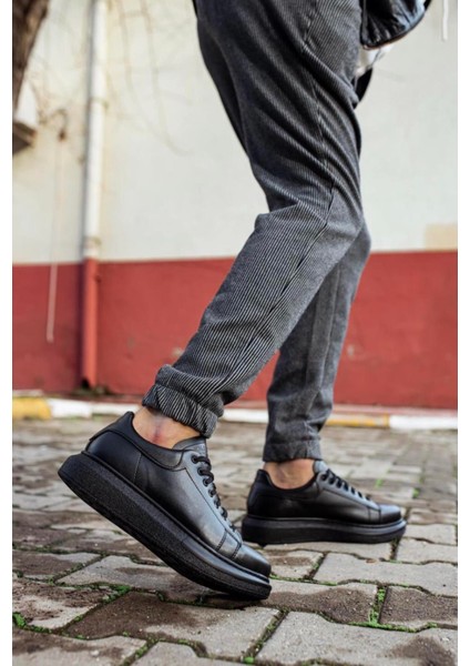Yüksek Taban Günlük Ayakkabı 044 Siyah (Siyah Taban) modelleri
