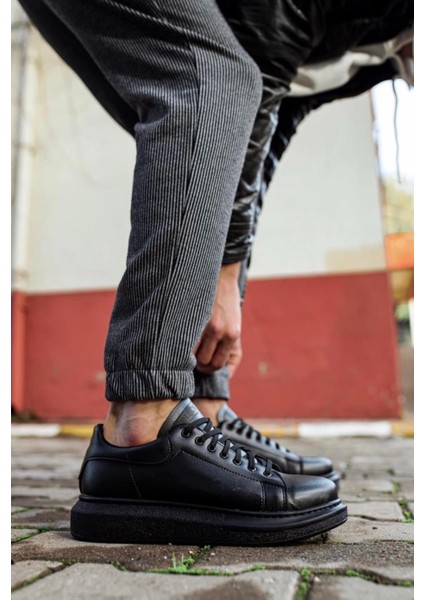 Yüksek Taban Günlük Ayakkabı 044 Siyah (Siyah Taban) fırsatları