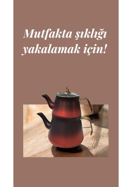 Cheflon Granit Çaydanlık Takımı Seti 1+2,75 Lt. Büyük Boy Bakır Kulp