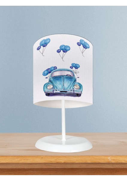 Bebek ve Çocuk Odası Mavi Vosvos Desenli Abajur