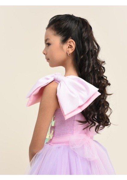 Kız Çocuk Işıltılı Pul Detaylı Tek Omuz Tüllü Uzun Abiye Elbise modelleri
