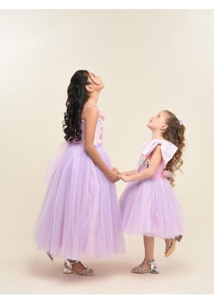 Kız Çocuk Işıltılı Pul Detaylı Tek Omuz Tüllü Uzun Abiye Elbise fırsatları