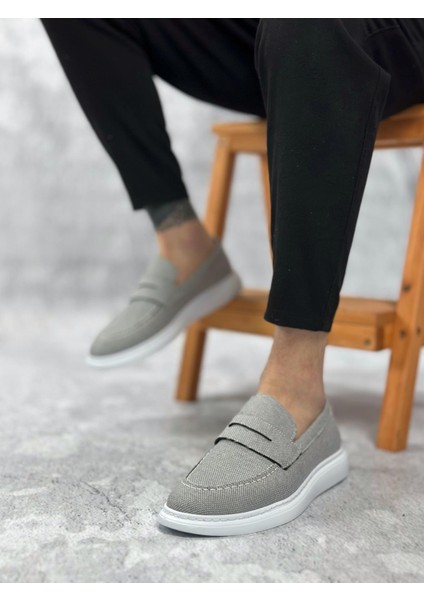 BA0355 Bağcıksız Keten Füme Klasik Corcik Erkek Ayakkabı