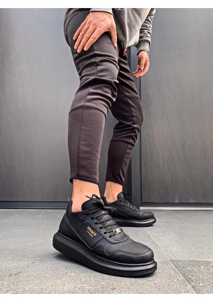 Yüksek Taban Günlük Ayakkabı 040 Siyah (Siyah Taban)