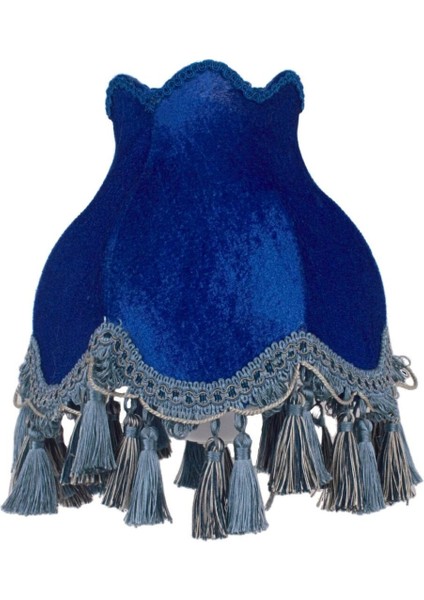 Saks Mavi Kadife Kaplı Vintage Abajur Beyaz Metal Ayak Saks Model 30X50CM AB0762 fiyatları