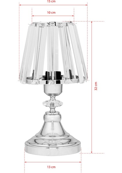 Taşlı Abajur 2'li Kristal Gövdeli Gümüş Salon Yatak Odası Abajur fırsatları