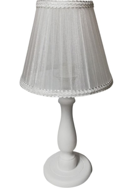 Beyaz Ahşap Ayaklı Beyaz Başlıklı Yatak Odası Abajuru fırsatları