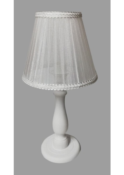 Beyaz Ahşap Ayaklı Beyaz Başlıklı Yatak Odası Abajuru indirimleri