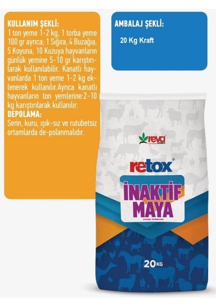 Retox Inaktif Maya-Toksın Bağlayıcı Yem Katkı Maddesi 20 kg Kraft fırsatları
