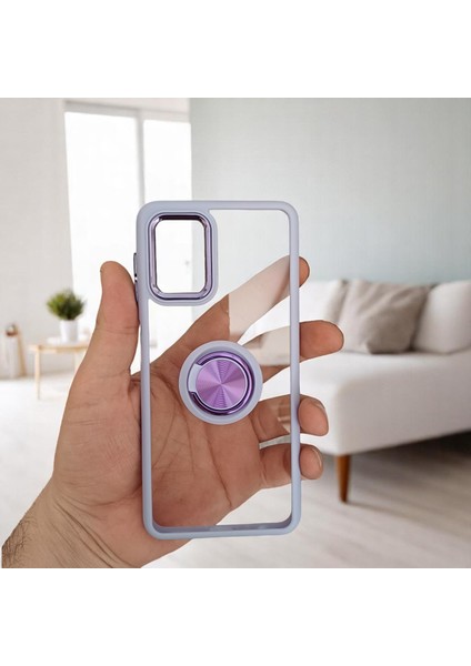 Samsung Galaxy A22/M22 Uyumlu Standlı Kenarları Renkli Kılıf(Lila)