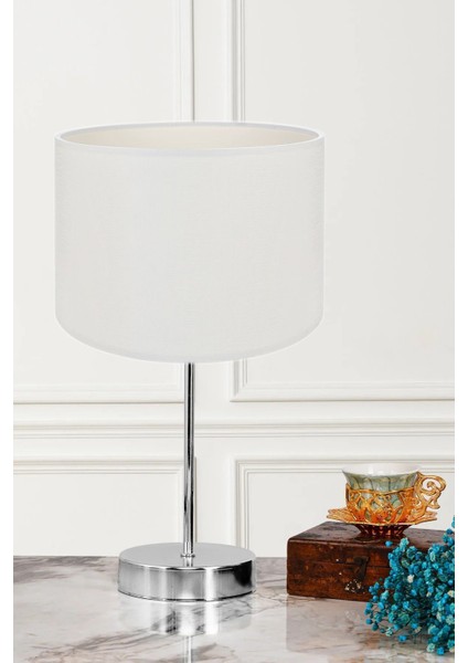Seka Beyaz Krom Ayaklı Sarkıt Masa Lambası Abajur