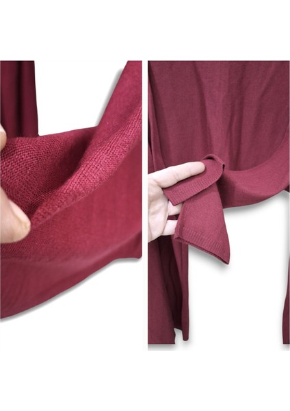 Silk Andcashmere S- M- L Uyumlu Bordo Triko Asimetrik Şal Hırka
