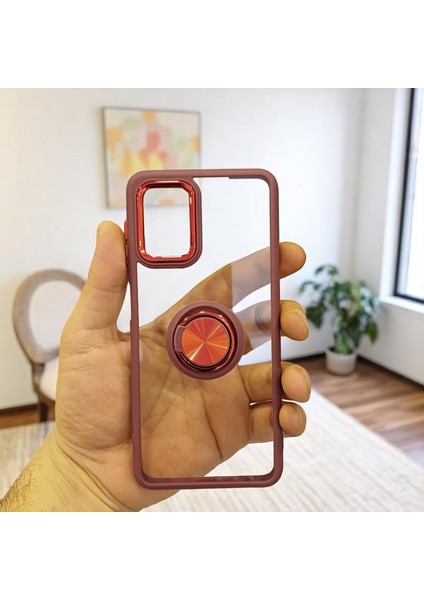 Samsung Galaxy A22/M22 Uyumlu Standlı Kenarları Renkli Kılıf(Bordo)