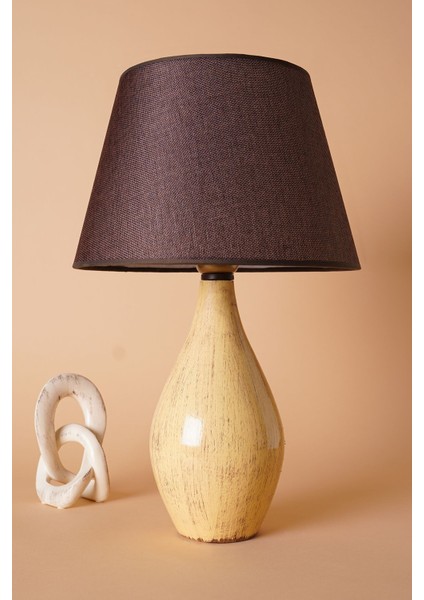 Blanc Handmade Seramik Abajur Krem-Kahverengi