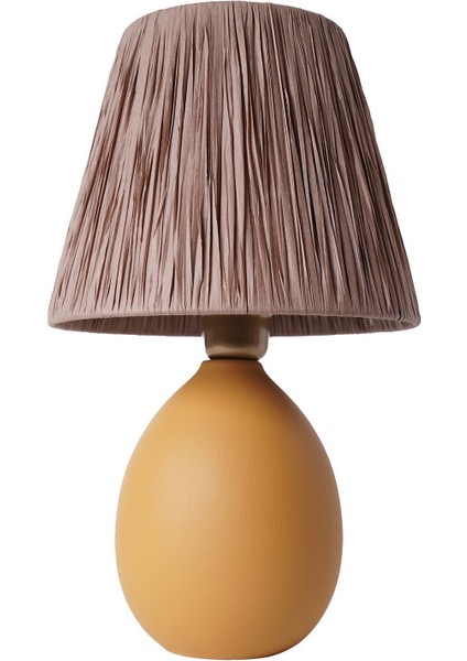 Rond Handmade Seramik Abajur Kremit-Turuncu