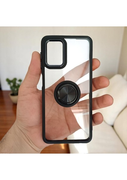 Samsung Galaxy A22/M22 Uyumlu Standlı Kenarları Renkli Kılıf(Siyah)