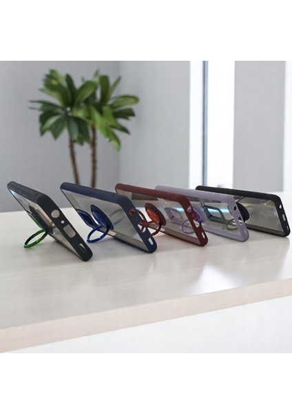 Samsung Galaxy A03S Uyumlu Standlı Kenarları Renkli Kılıf(Bordo) fiyatları