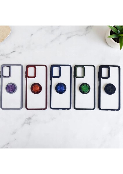 Samsung Galaxy A03S Uyumlu Standlı Kenarları Renkli Kılıf(Bordo) fırsatları