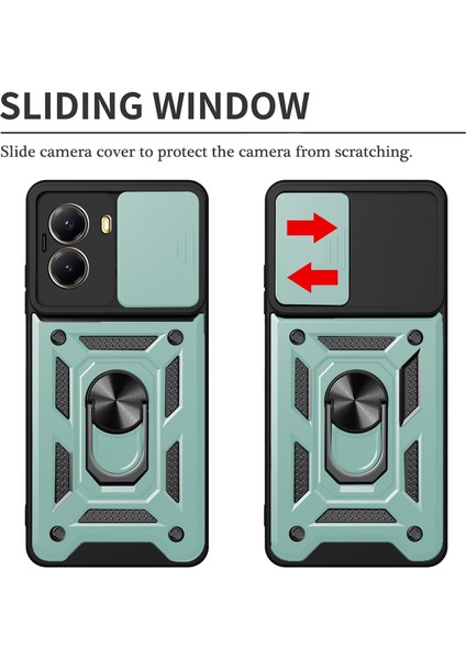 Xiaomi Poco X7 Pro ile Uyumlu Kılıf Magnetik Standlı Kamera Korumalı Sürgülü Kapak