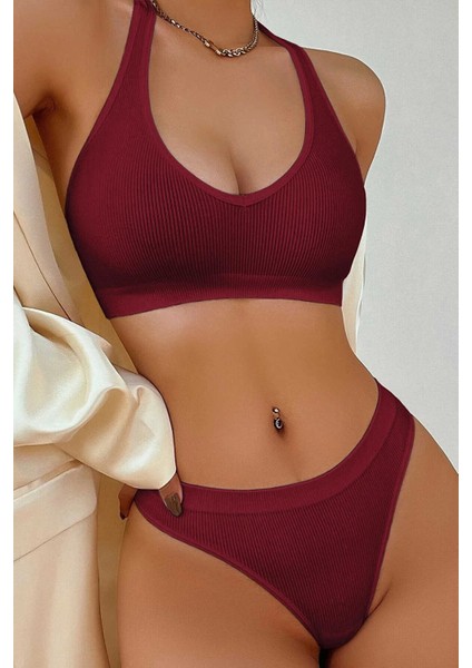 Kadın Bordo Seamless Tanga Sütyen Takım fırsatları