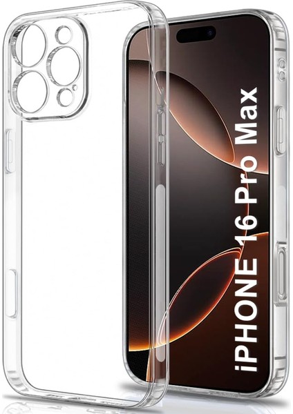Apple iPhone 16 Pro Max ile Uyumlu Kılıf Şeffaf Esnek Silikon Telefon Kılıfı Kapak