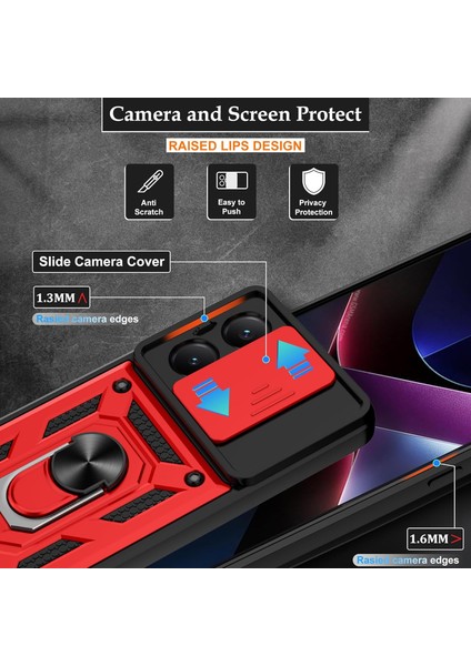 Xiaomi Poco X7 Pro ile Uyumlu Kılıf Magnetik Standlı Kamera Korumalı Sürgülü Kapak modelleri