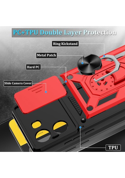 Xiaomi Poco X7 Pro ile Uyumlu Kılıf Magnetik Standlı Kamera Korumalı Sürgülü Kapak fırsatları