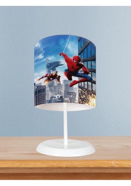 Bebek ve Çocuk Odası Iron Man ve Spider Man Desenli Abajur