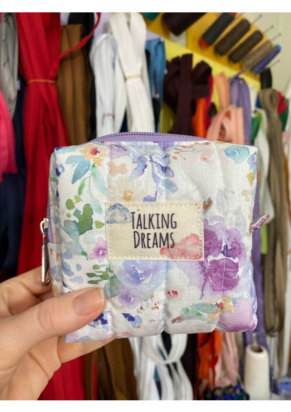 Talkıng Dreams Lila Çiçekli S Boy Kapitone Makyaj Çantası