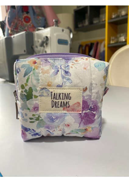 Talkıng Dreams Lila Çiçekli S Boy Kapitone Makyaj Çantası