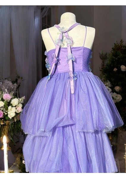 Kız Çocuk Tül Çiçekli Önü Kısa Arkası Uzun Abiye Elbise indirimleri