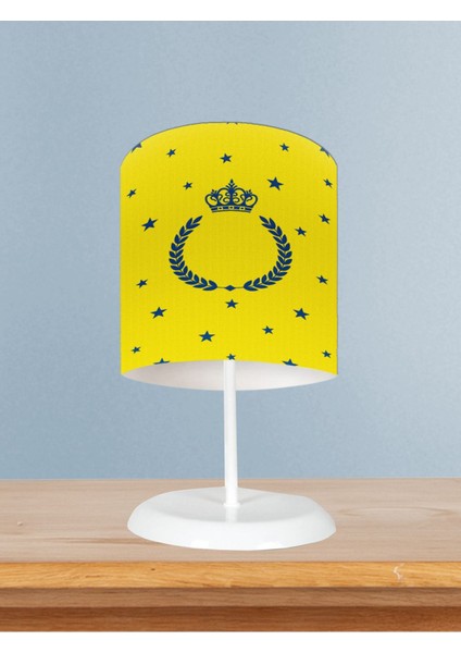 Bebek ve Çocuk Odası Taç ve Çelenk Desenli Sarı Abajur