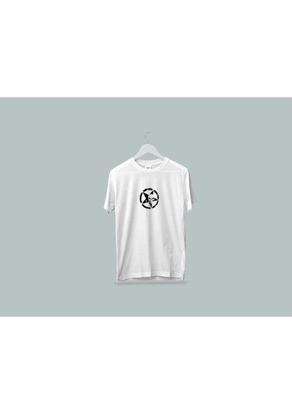 Kaliteli Penye Kadın Erkek Yetişkin Baskılı Beyaz Gri Siyah Tshirt Punisher Tişört