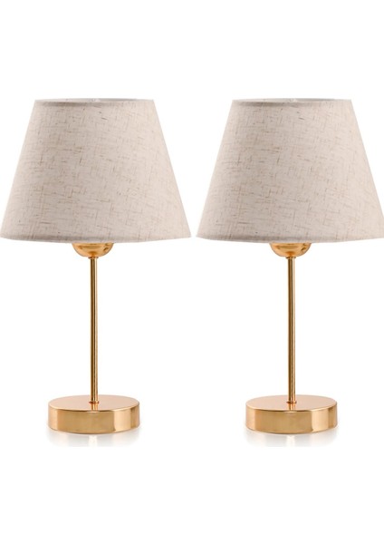 Üçlü Abajur ve Avize Seti Keten Kumaş Yatak Odası Gold Metal Abajur fiyatları