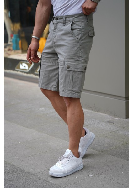 Erkek Rahat Kesim Regular Kargo Cepli Gri Kargo Şort Yeni Sezon fiyatları