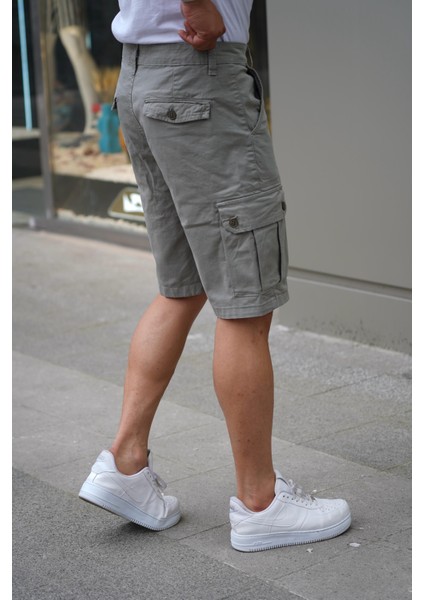 Erkek Rahat Kesim Regular Kargo Cepli Gri Kargo Şort Yeni Sezon modelleri