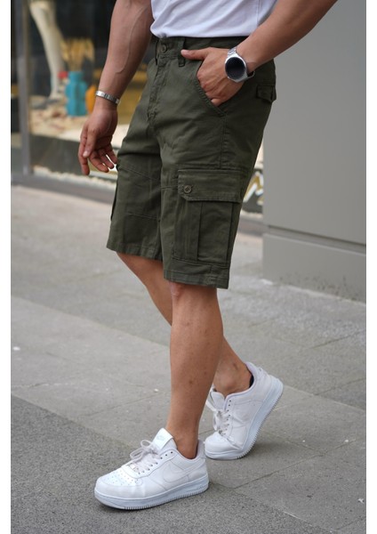 Erkek Rahat Kesim Regular Kargo Cepli Haki Kargo Şort Yeni Sezon modelleri