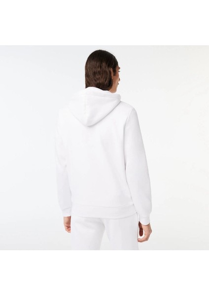 Erkek Classic Fit Fermuarlı Beyaz Sweatshirt