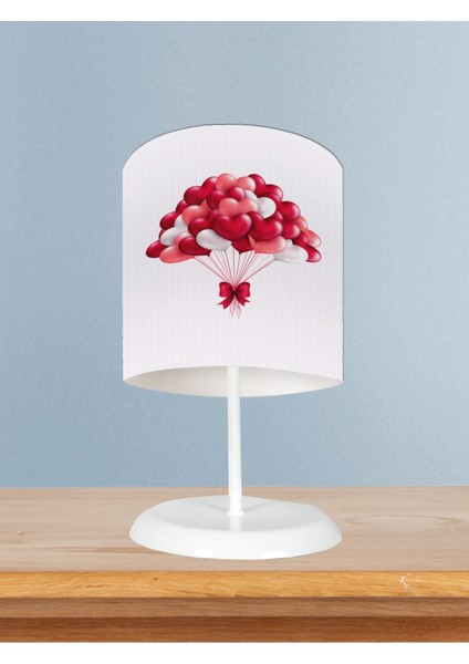 Bebek ve Çocuk Odası Fiyonklu Kalpli Balon Desenli Abajur