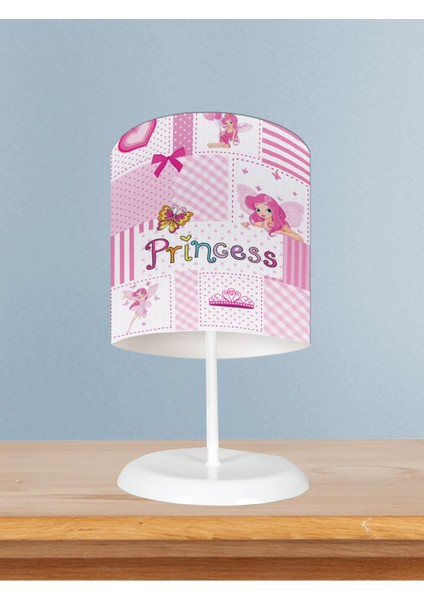 Bebek ve Çocuk Odası Princess Desenli Pembe Abajur