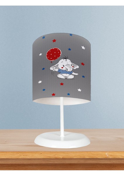 Bebek ve Çocuk Odası Filli Kırmızı Balon Desenli Abajur